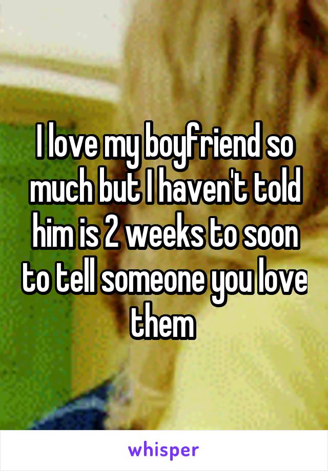 I love my boyfriend so much but I haven't told him is 2 weeks to soon to tell someone you love them 