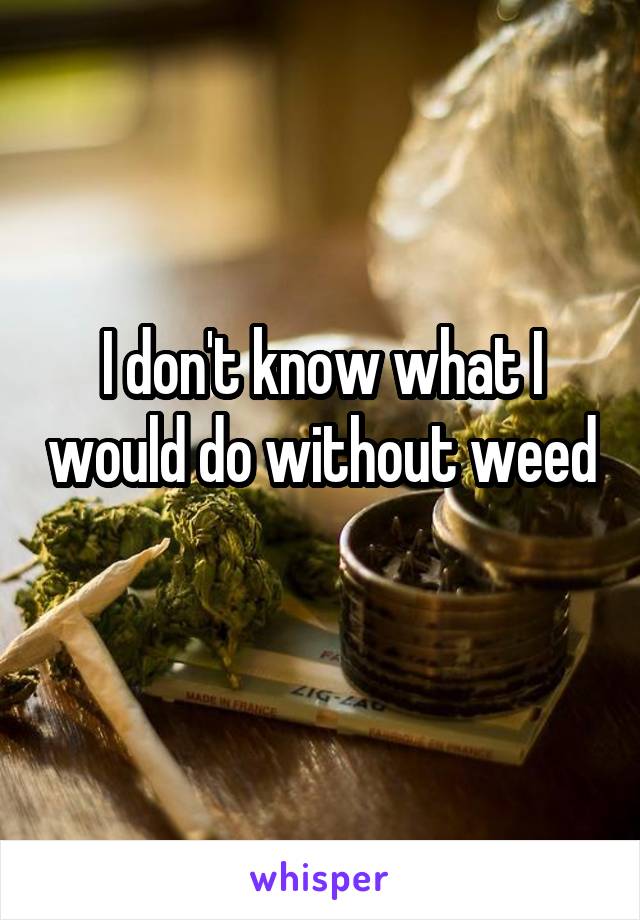 I don't know what I would do without weed 