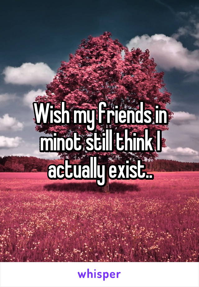 Wish my friends in minot still think I actually exist..