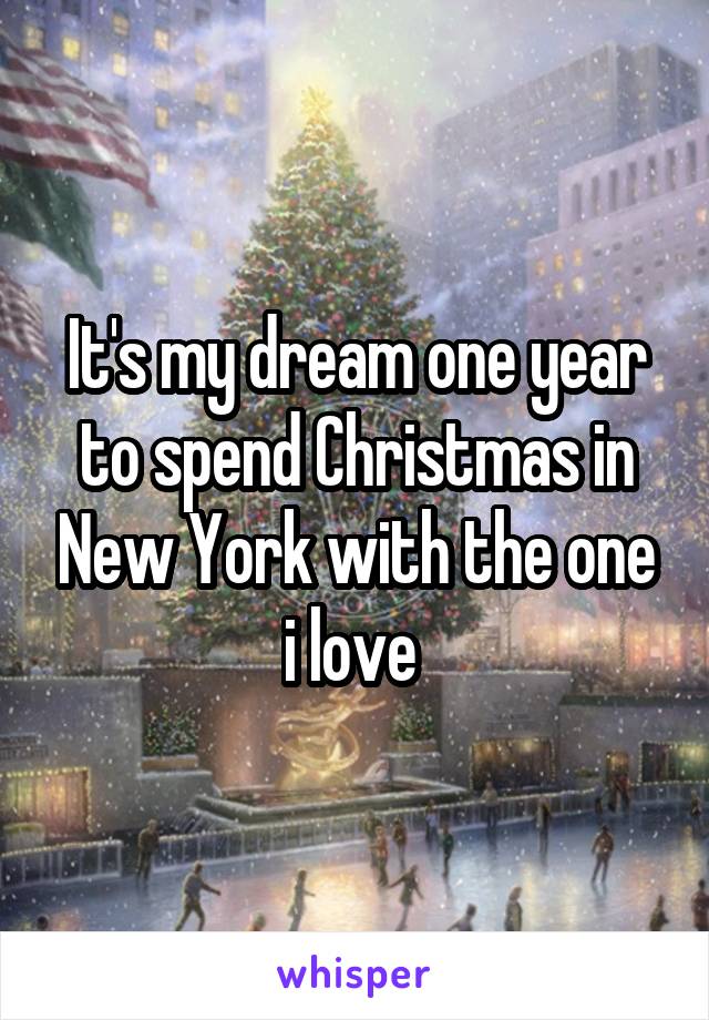 It's my dream one year to spend Christmas in New York with the one i love 