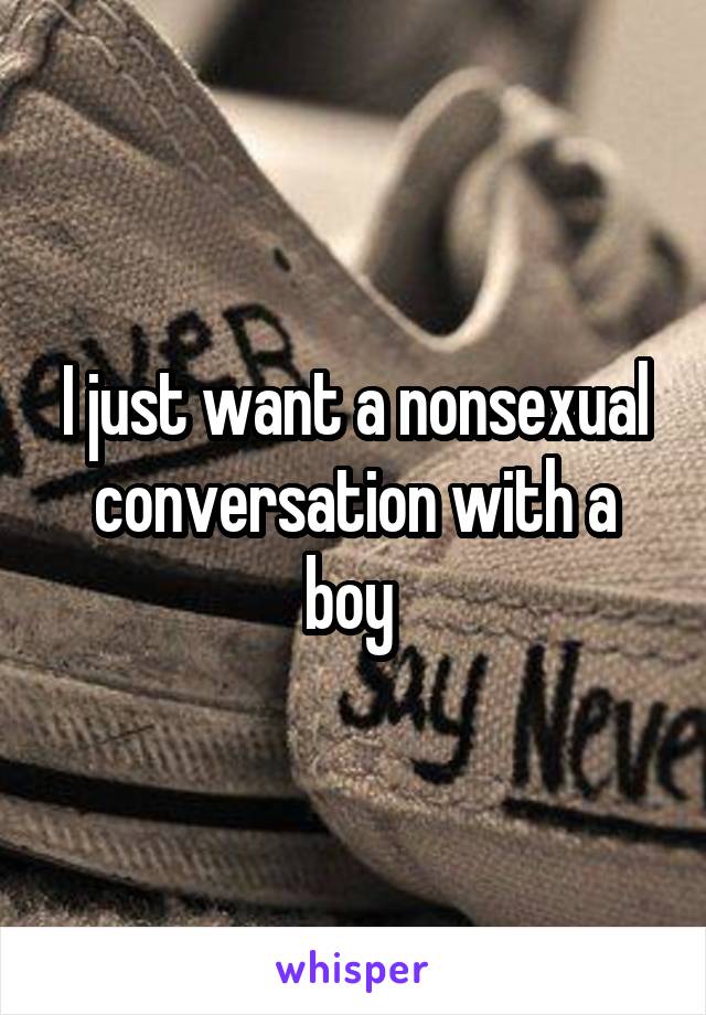 I just want a nonsexual conversation with a boy 