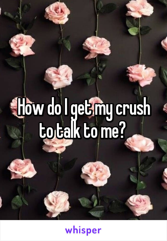 How do I get my crush to talk to me? 