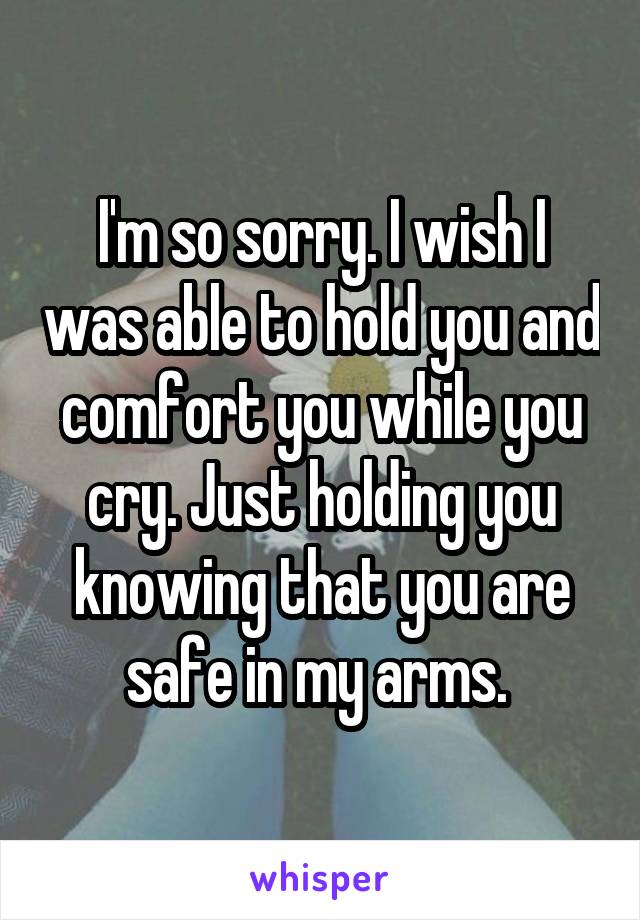 I'm so sorry. I wish I was able to hold you and comfort you while you cry. Just holding you knowing that you are safe in my arms. 