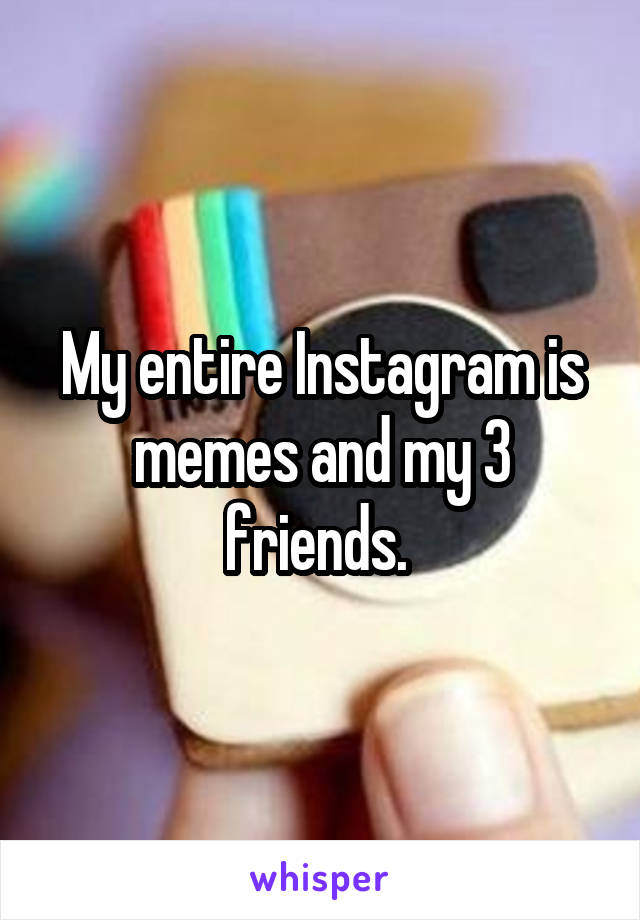 My entire Instagram is memes and my 3 friends. 