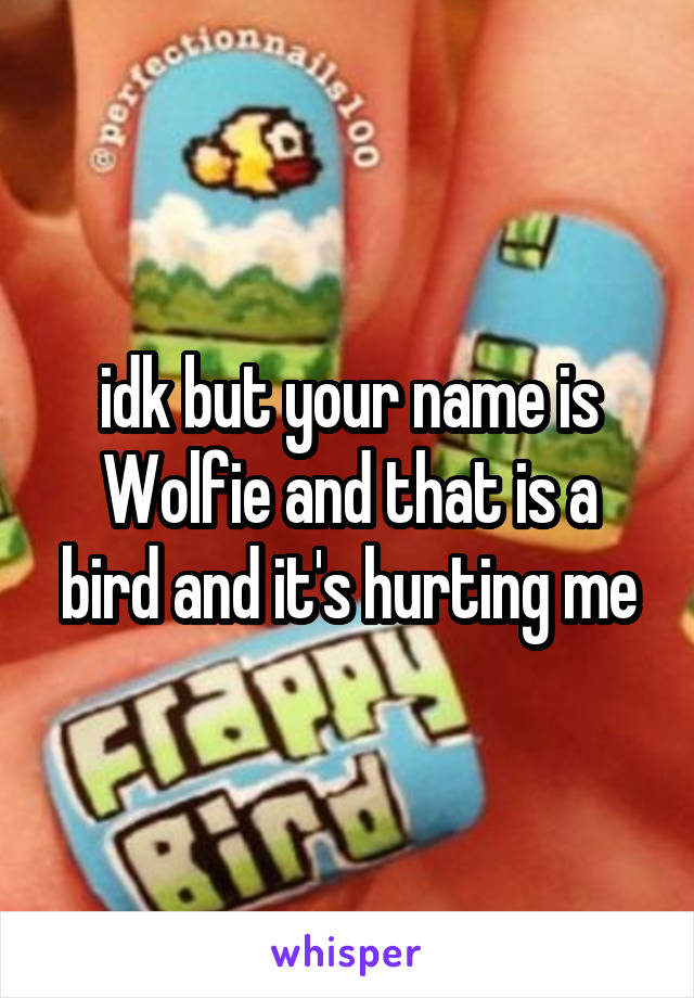 idk but your name is Wolfie and that is a bird and it's hurting me