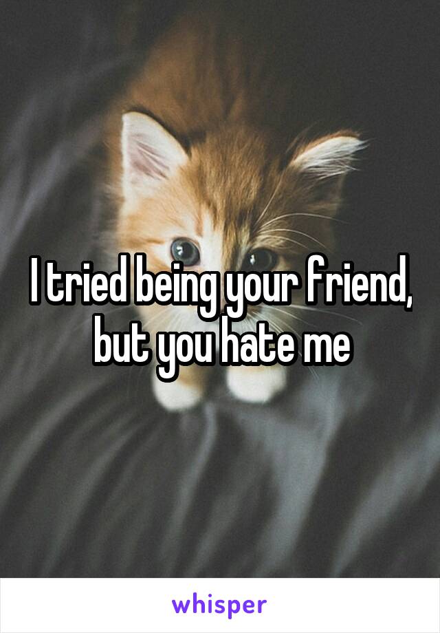 I tried being your friend, but you hate me