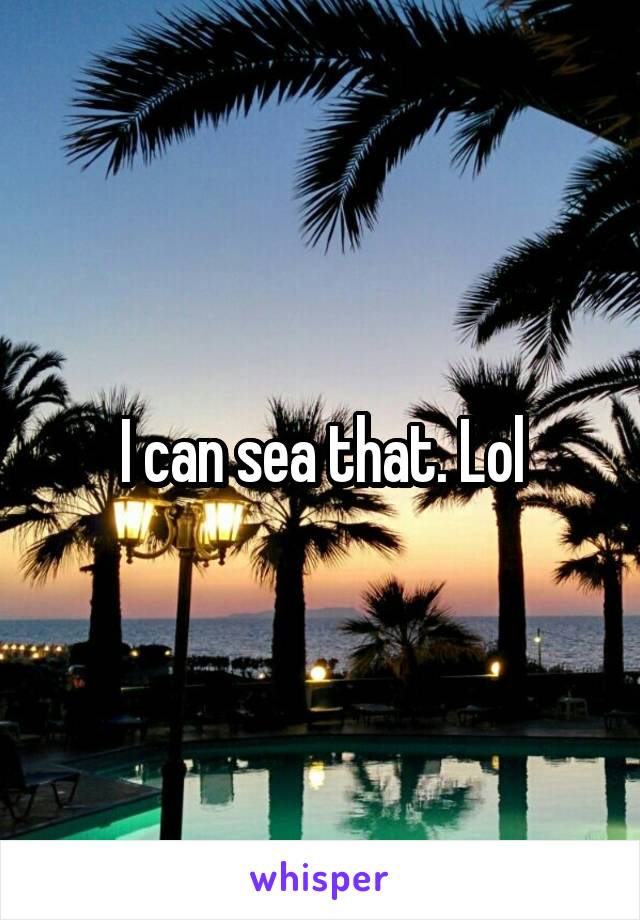 I can sea that. Lol