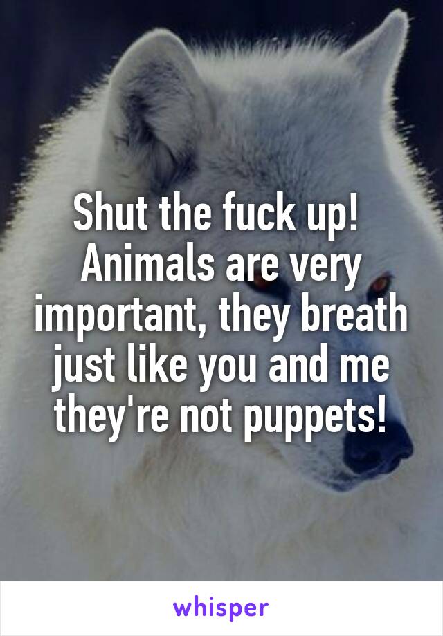 Shut the fuck up! 
Animals are very important, they breath just like you and me they're not puppets!