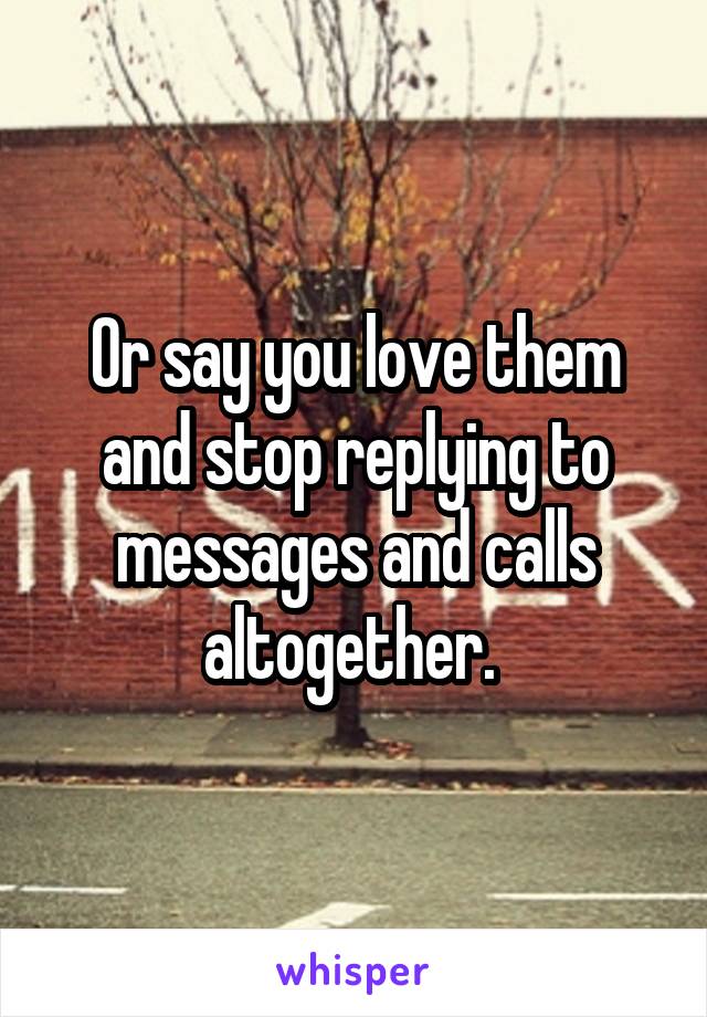 Or say you love them and stop replying to messages and calls altogether. 