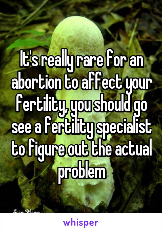 It's really rare for an abortion to affect your fertility, you should go see a fertility specialist to figure out the actual problem
