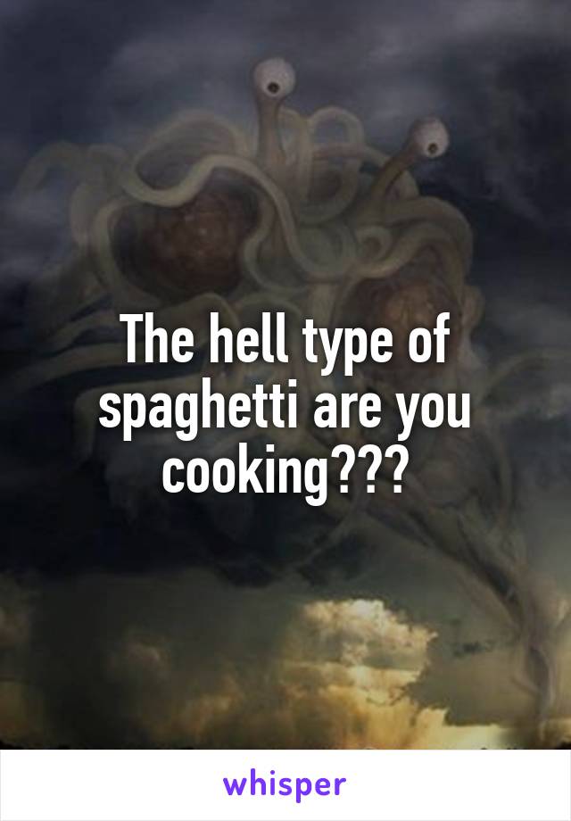 The hell type of spaghetti are you cooking???