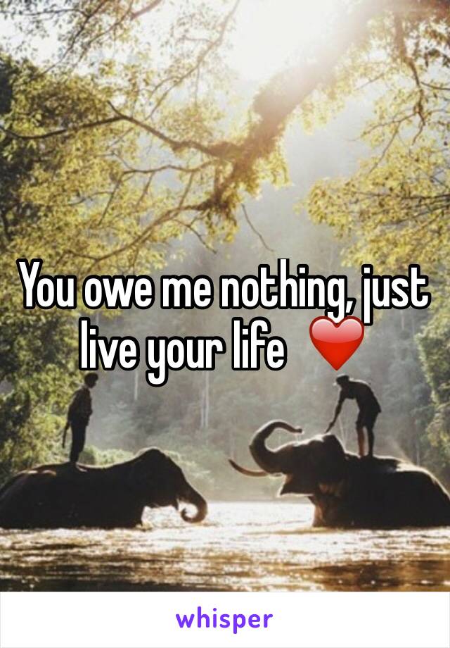 You owe me nothing, just live your life  ❤️