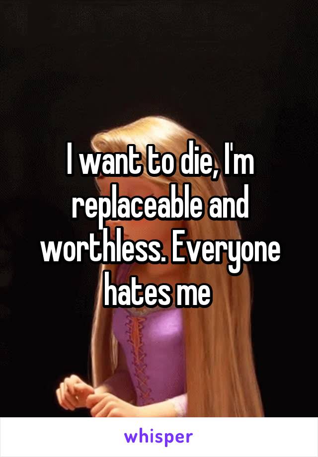 I want to die, I'm replaceable and worthless. Everyone hates me 