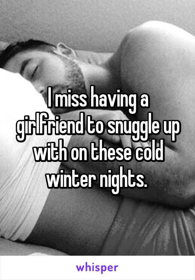 I miss having a girlfriend to snuggle up with on these cold winter nights. 