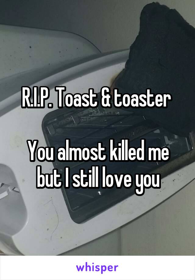 R.I.P. Toast & toaster 

You almost killed me but I still love you