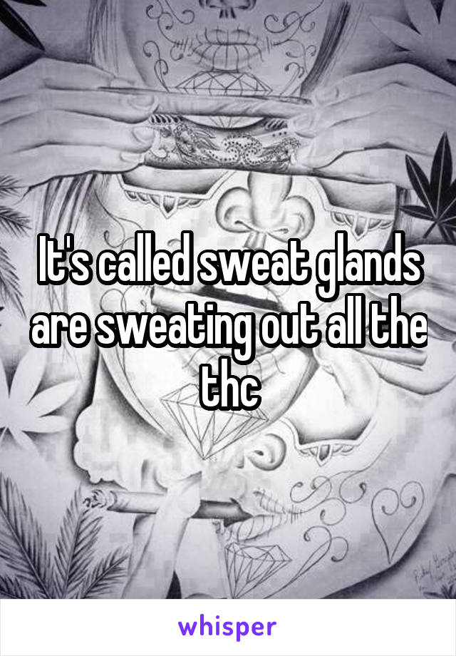 It's called sweat glands are sweating out all the thc