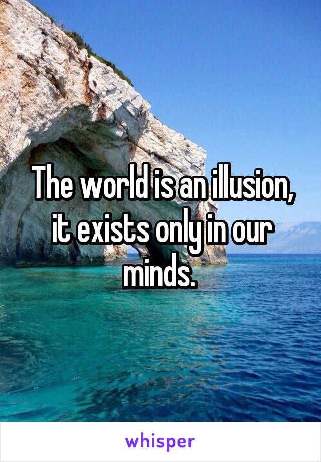 The world is an illusion, it exists only in our minds. 