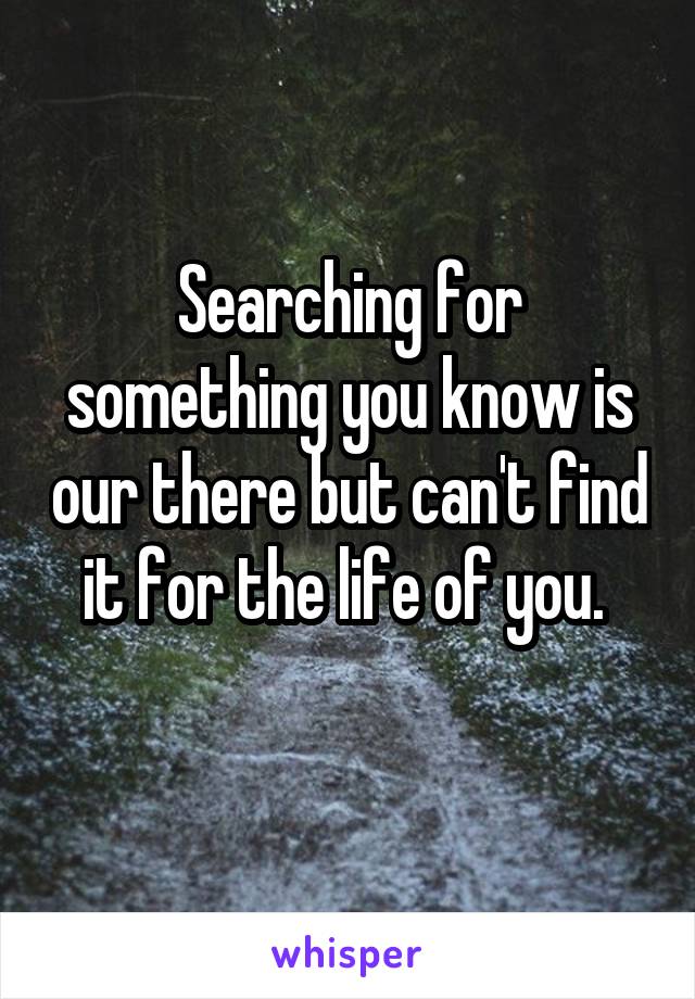 Searching for something you know is our there but can't find it for the life of you. 
