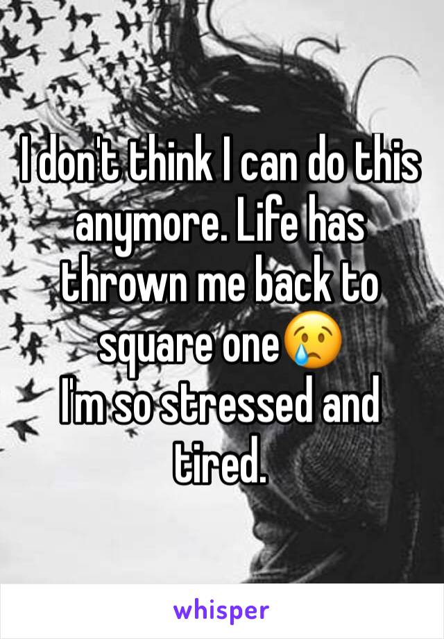 I don't think I can do this anymore. Life has thrown me back to square one😢
I'm so stressed and tired. 