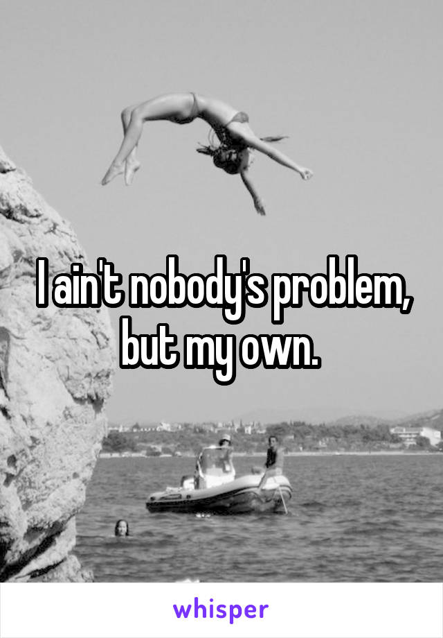 I ain't nobody's problem, but my own. 