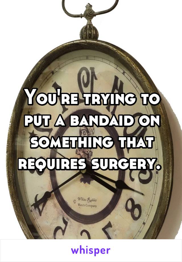 You're trying to put a bandaid on something that requires surgery. 