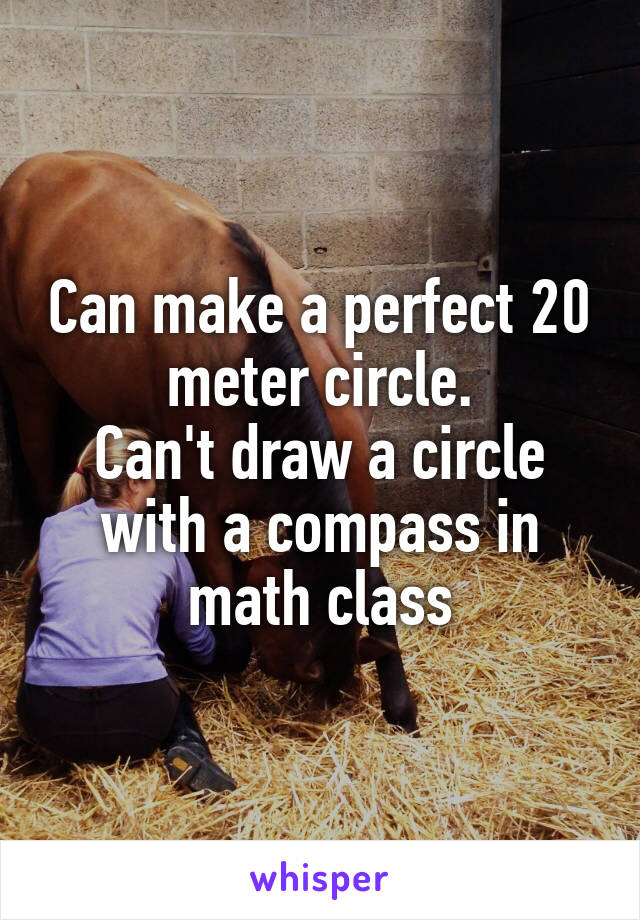 Can make a perfect 20 meter circle.
Can't draw a circle with a compass in math class