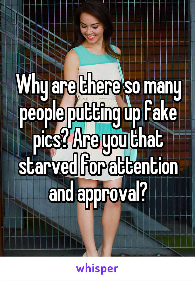 Why are there so many people putting up fake pics? Are you that starved for attention and approval?