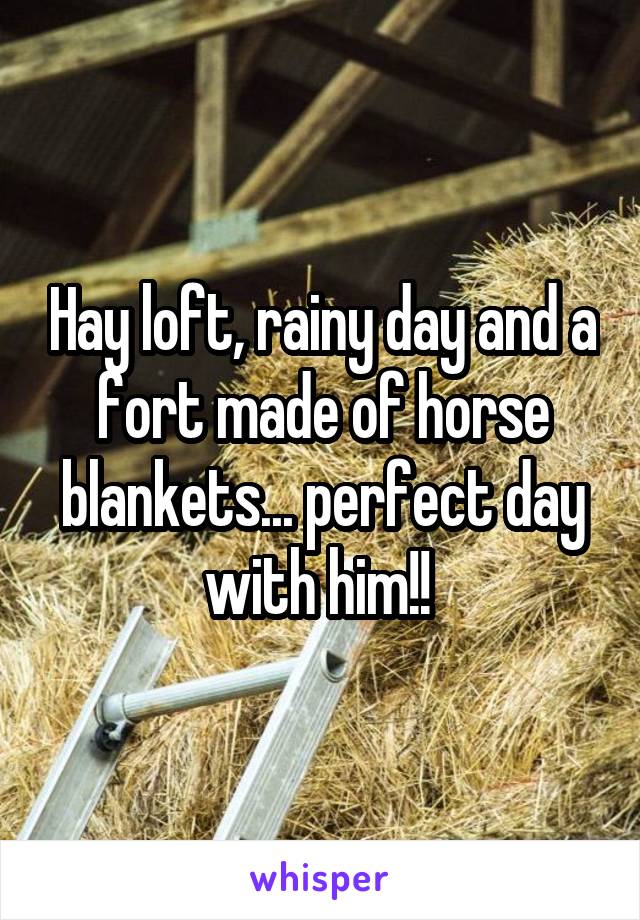 Hay loft, rainy day and a fort made of horse blankets... perfect day with him!! 