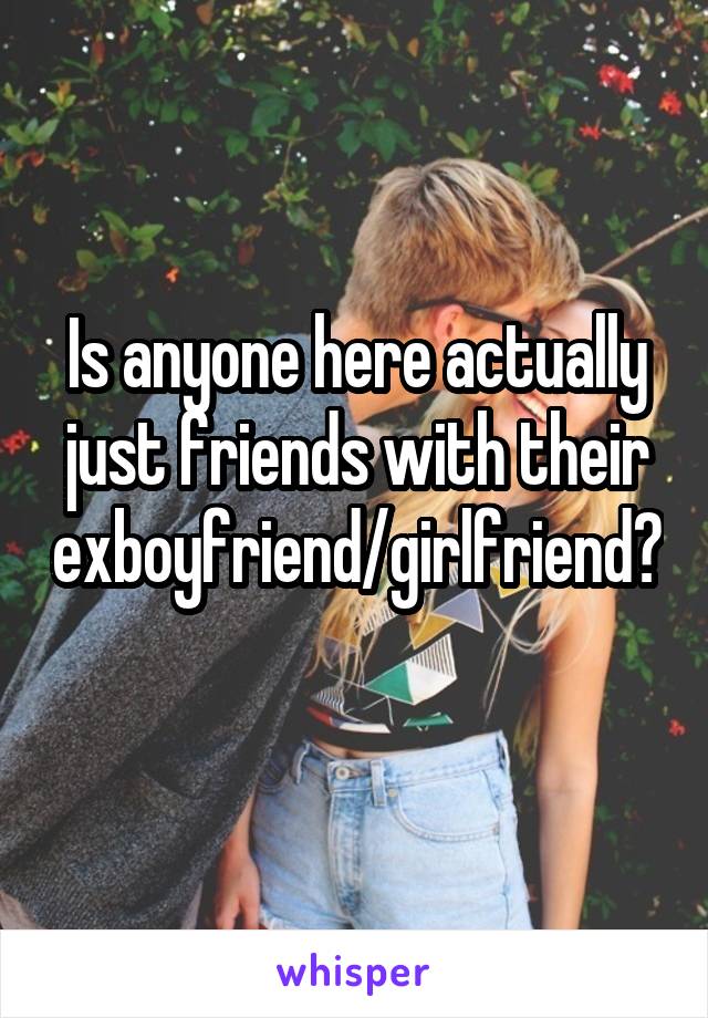 Is anyone here actually just friends with their exboyfriend/girlfriend? 