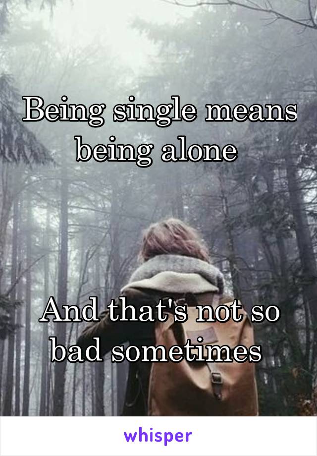 Being single means being alone 



And that's not so bad sometimes 