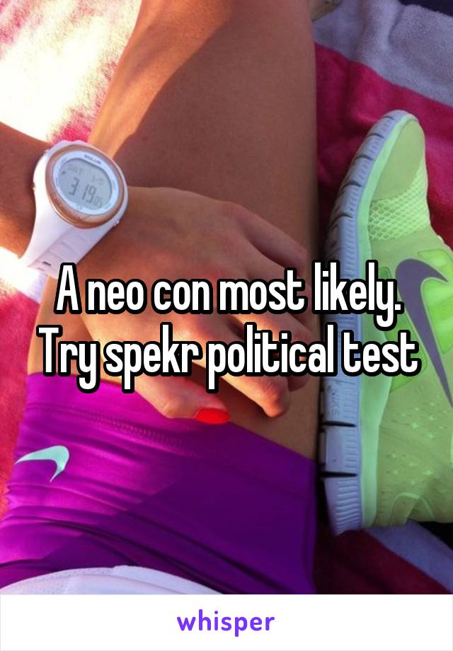 A neo con most likely. Try spekr political test