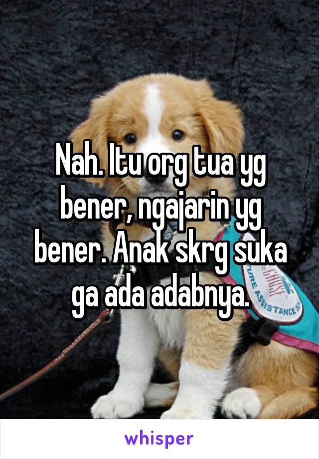 Nah. Itu org tua yg bener, ngajarin yg bener. Anak skrg suka ga ada adabnya.