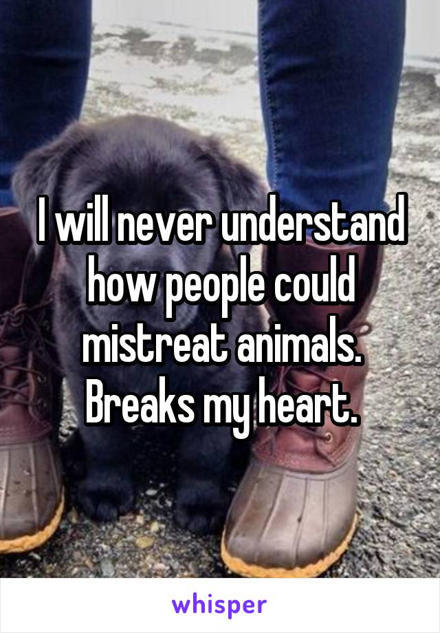 I will never understand how people could mistreat animals. Breaks my heart.