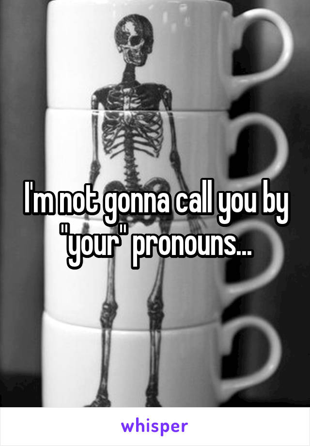 I'm not gonna call you by "your" pronouns...