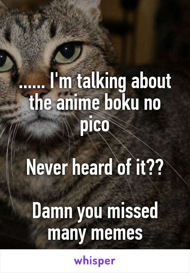 

...... I'm talking about the anime boku no pico

Never heard of it??

Damn you missed many memes