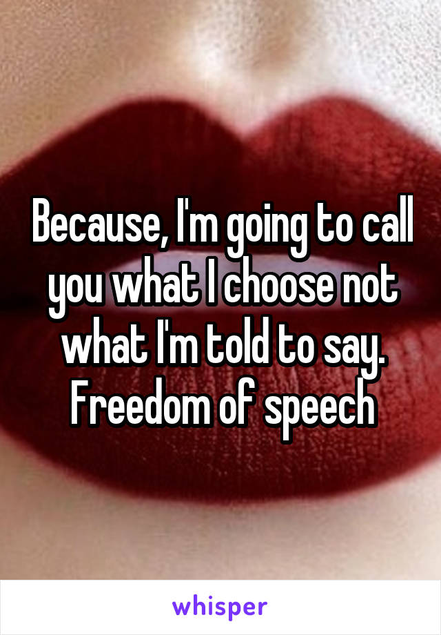 Because, I'm going to call you what I choose not what I'm told to say. Freedom of speech