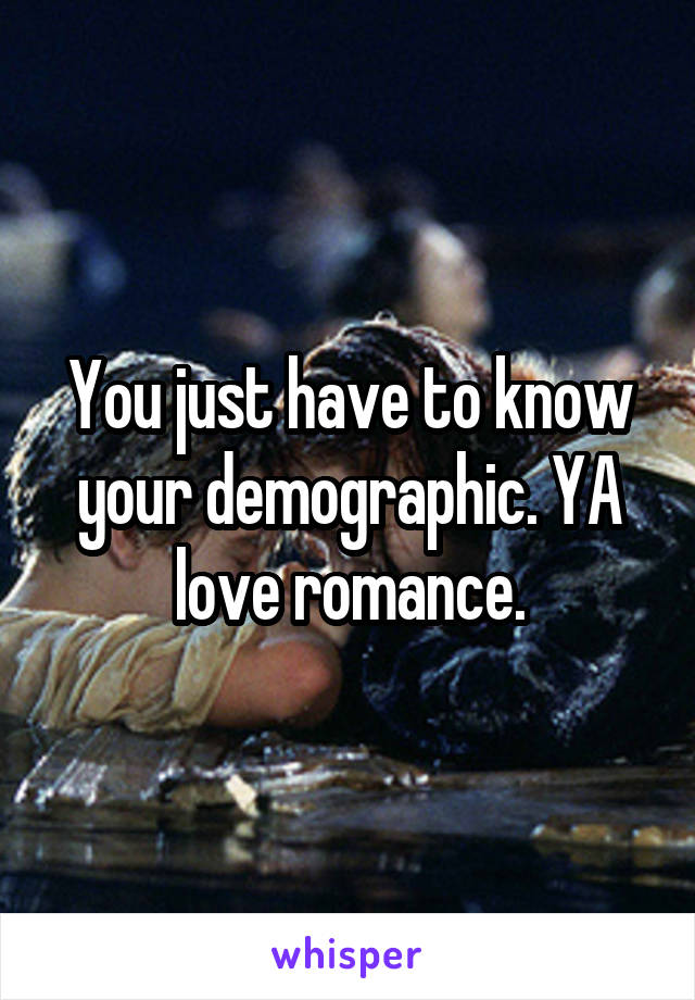 You just have to know your demographic. YA love romance.