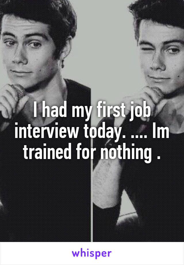 I had my first job interview today. .... Im trained for nothing .
