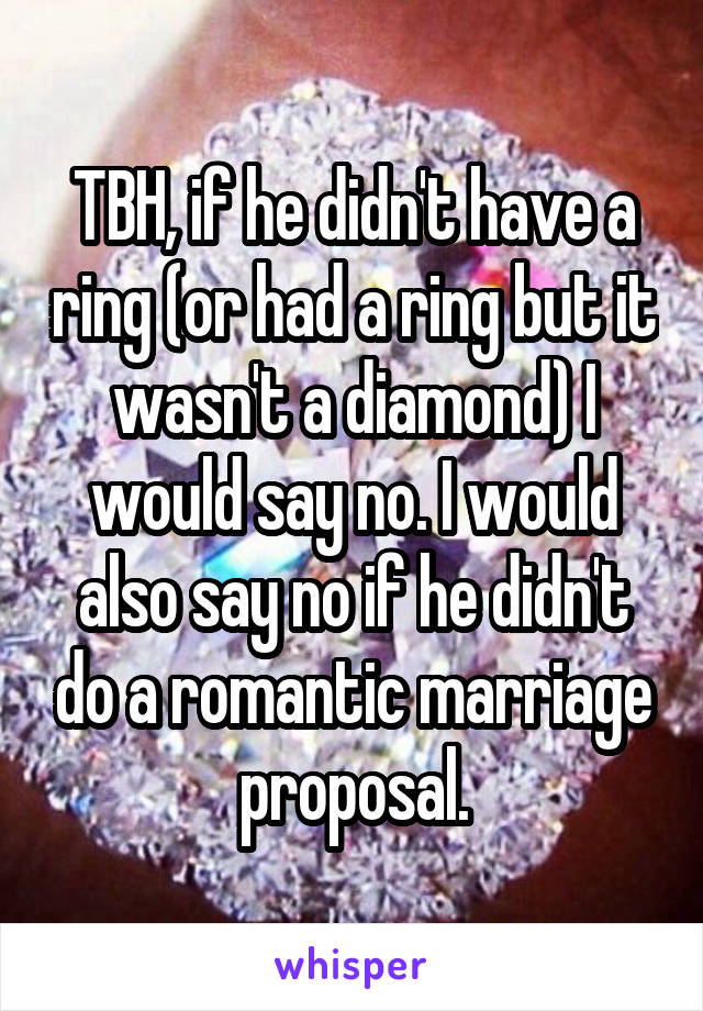 TBH, if he didn't have a ring (or had a ring but it wasn't a diamond) I would say no. I would also say no if he didn't do a romantic marriage proposal.