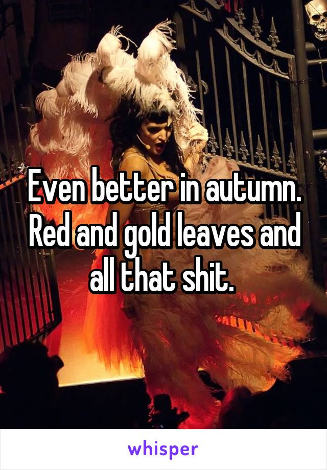 Even better in autumn. Red and gold leaves and all that shit. 