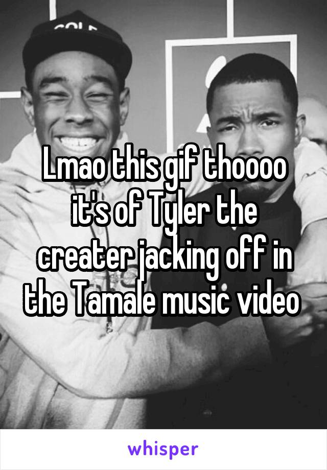 Lmao this gif thoooo it's of Tyler the creater jacking off in the Tamale music video 