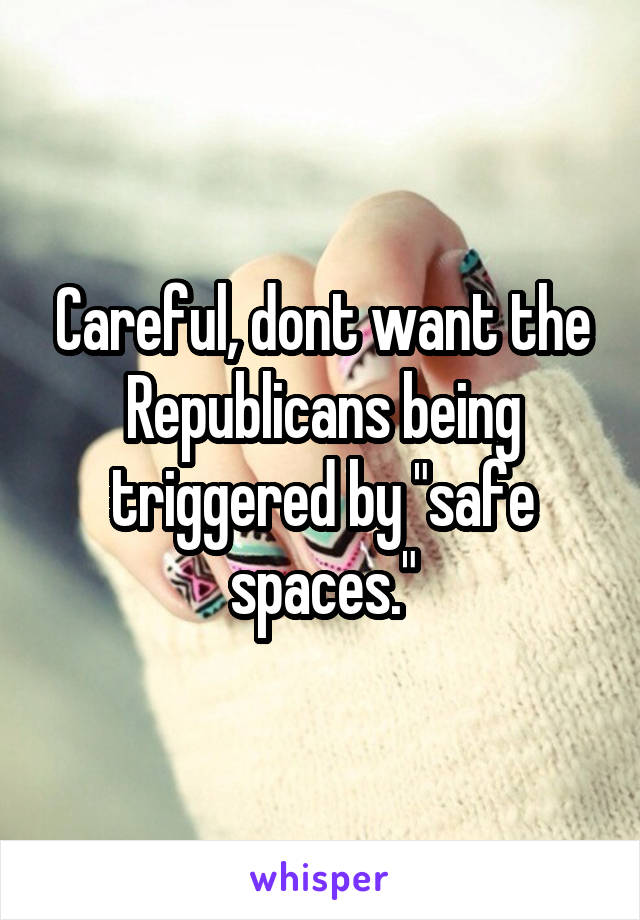 Careful, dont want the Republicans being triggered by "safe spaces."