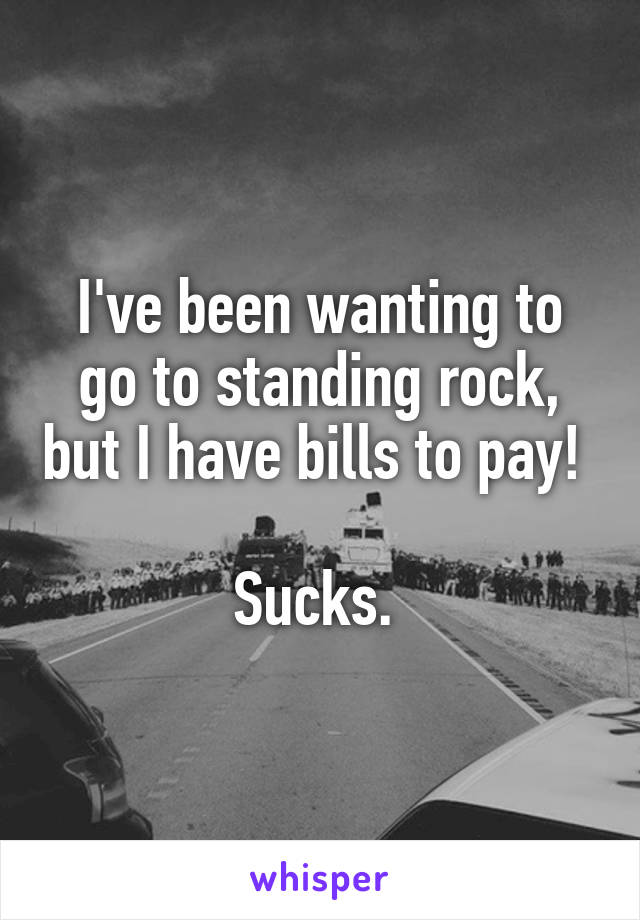 I've been wanting to go to standing rock, but I have bills to pay! 

Sucks. 