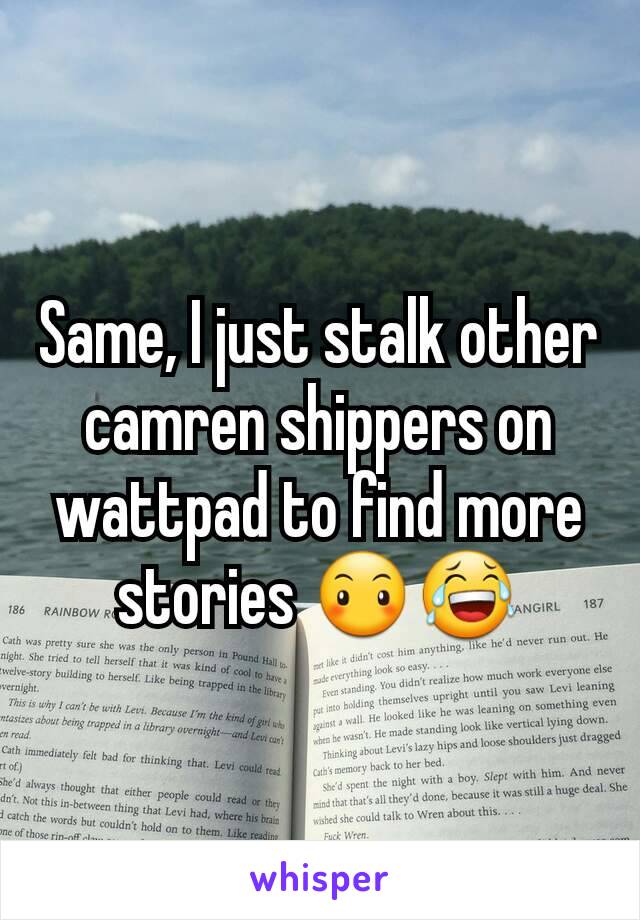 Same, I just stalk other camren shippers on wattpad to find more stories 😶😂