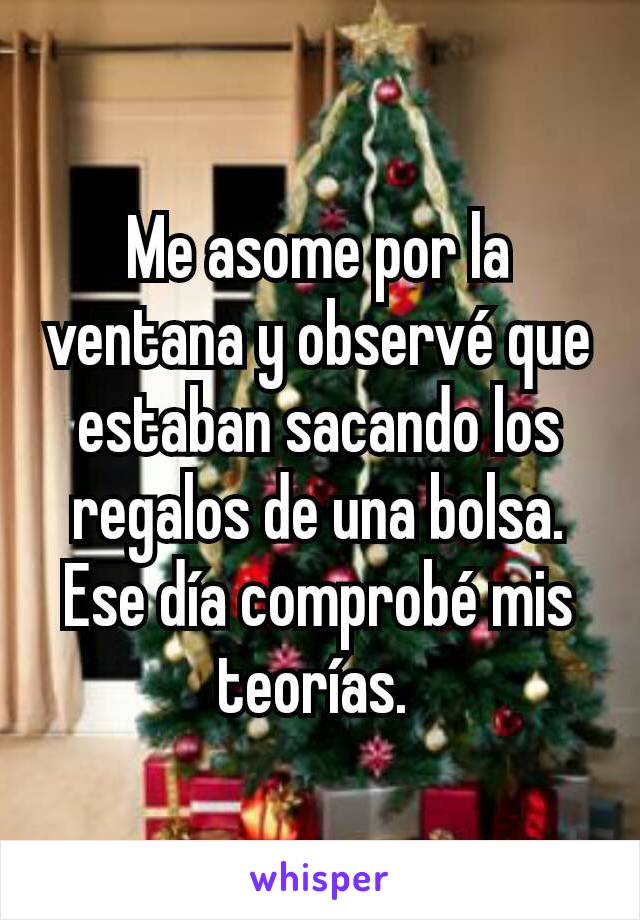 Me asome por la ventana y observé que estaban sacando los regalos de una bolsa. Ese día comprobé mis teorías. 