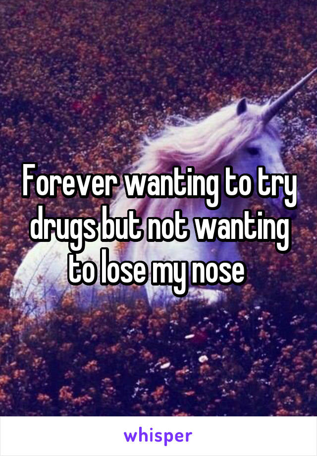 Forever wanting to try drugs but not wanting to lose my nose 