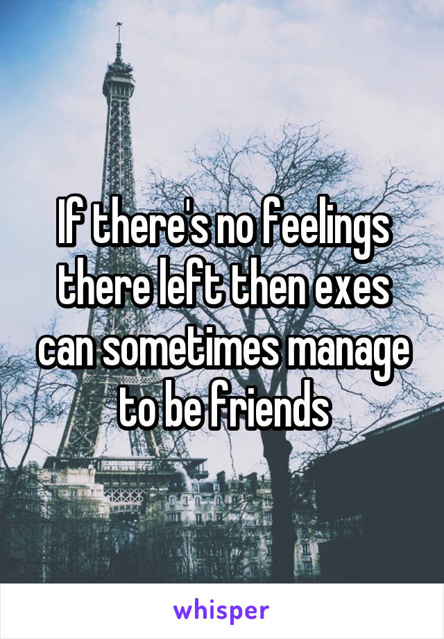 If there's no feelings there left then exes can sometimes manage to be friends