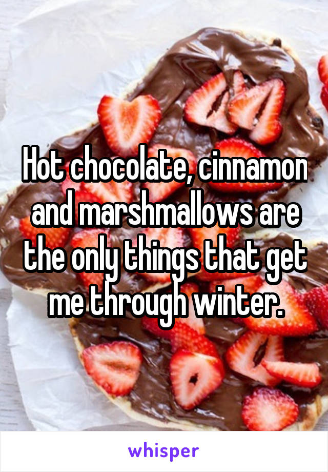 Hot chocolate, cinnamon and marshmallows are the only things that get me through winter.