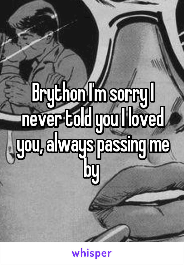 Brython I'm sorry I never told you I loved you, always passing me by 