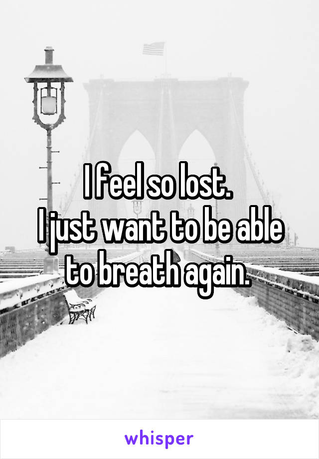 I feel so lost. 
I just want to be able to breath again. 
